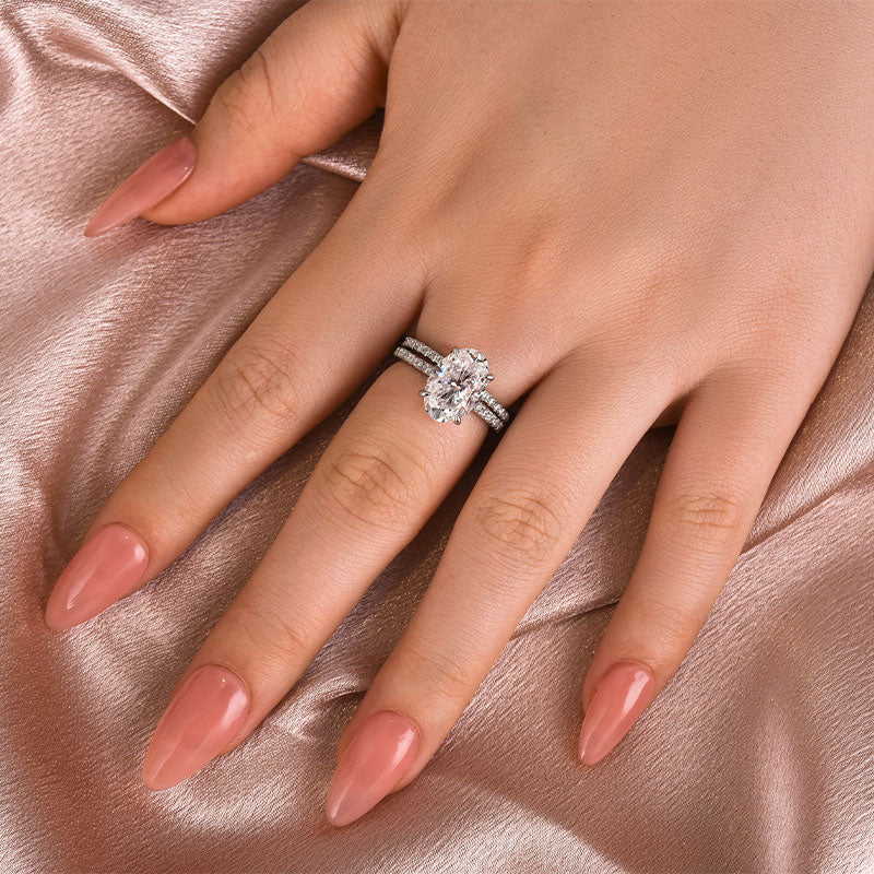 Louily Moissanite 4.0 Ct Oval Cut Wedding Ring Set For Women - louilyjewelry