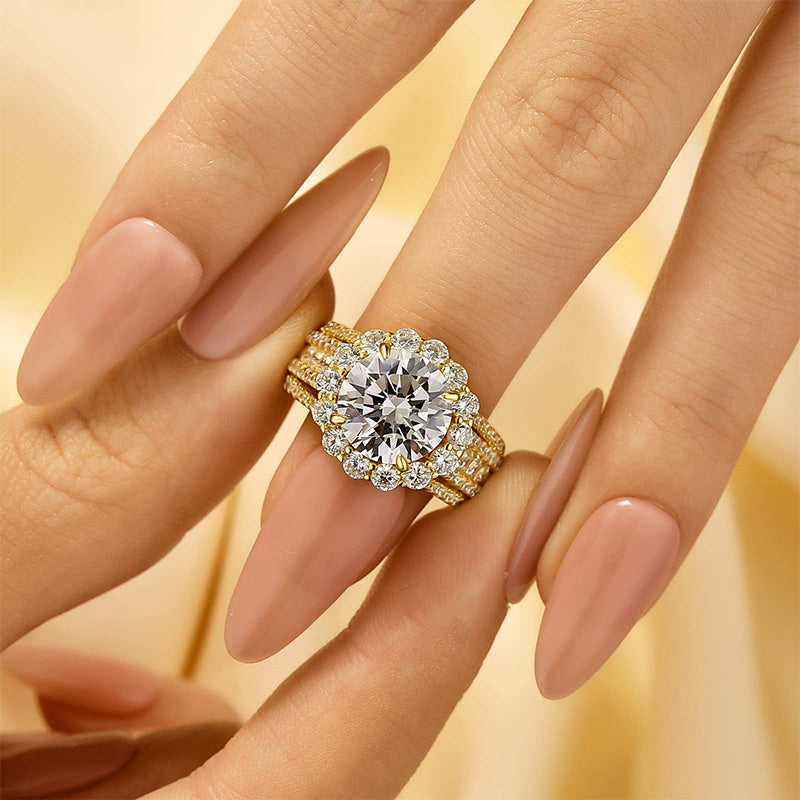 Louily Unique Halo Design Round Cut Engagement Ring In Sterling Silver - louilyjewelry