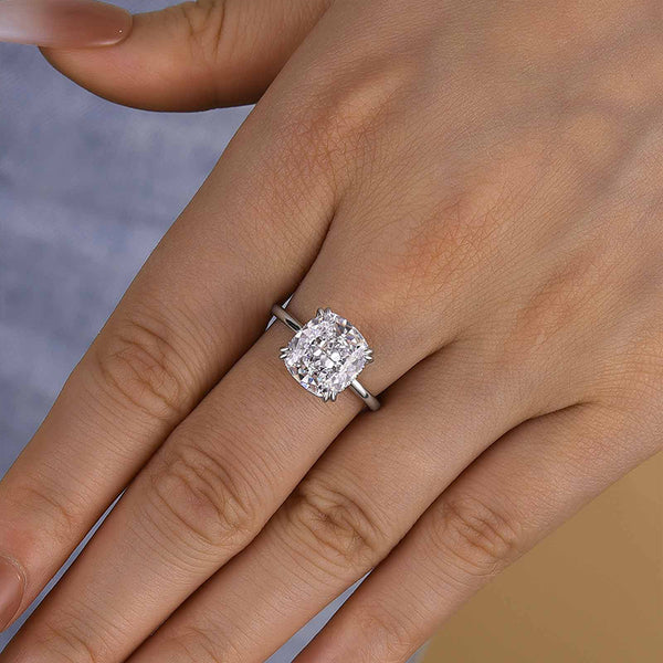 Louily Stunning Cushion Cut Engagement Ring In Sterling Silver