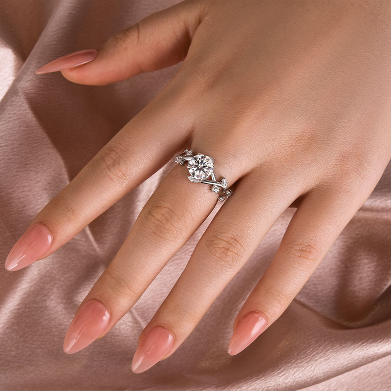 Louily Moissanite 2.0 Carat Vintage Vine Design Round Cut Engagement Ring - louilyjewelry