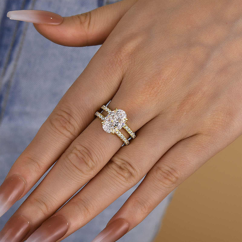 Louily Special Oval Cut Split Shank DesigncEngagement Ring - louilyjewelry