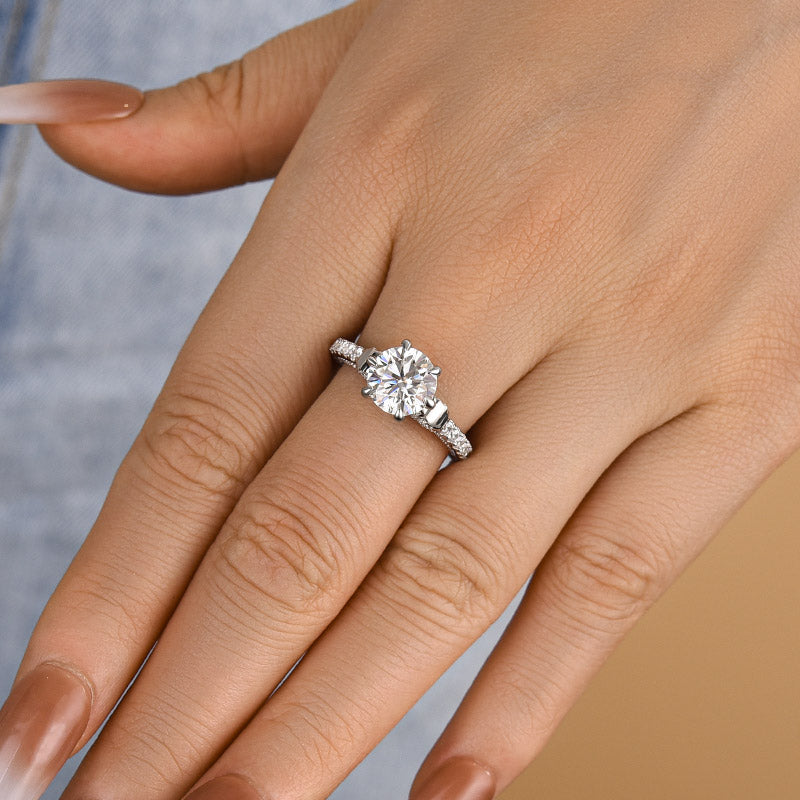 Louily Moissanite Bow Base Design 2.0 Carat Engagement Ring - louilyjewelry