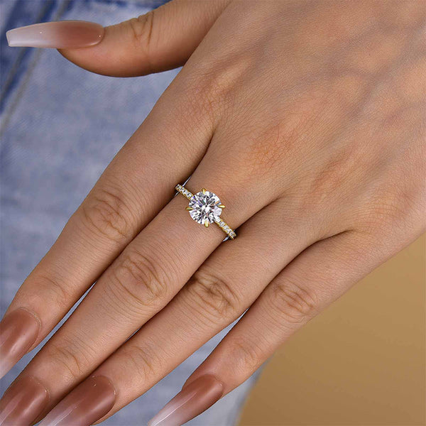 Louily Classic Round Cut Engagement Ring In Sterling Silver