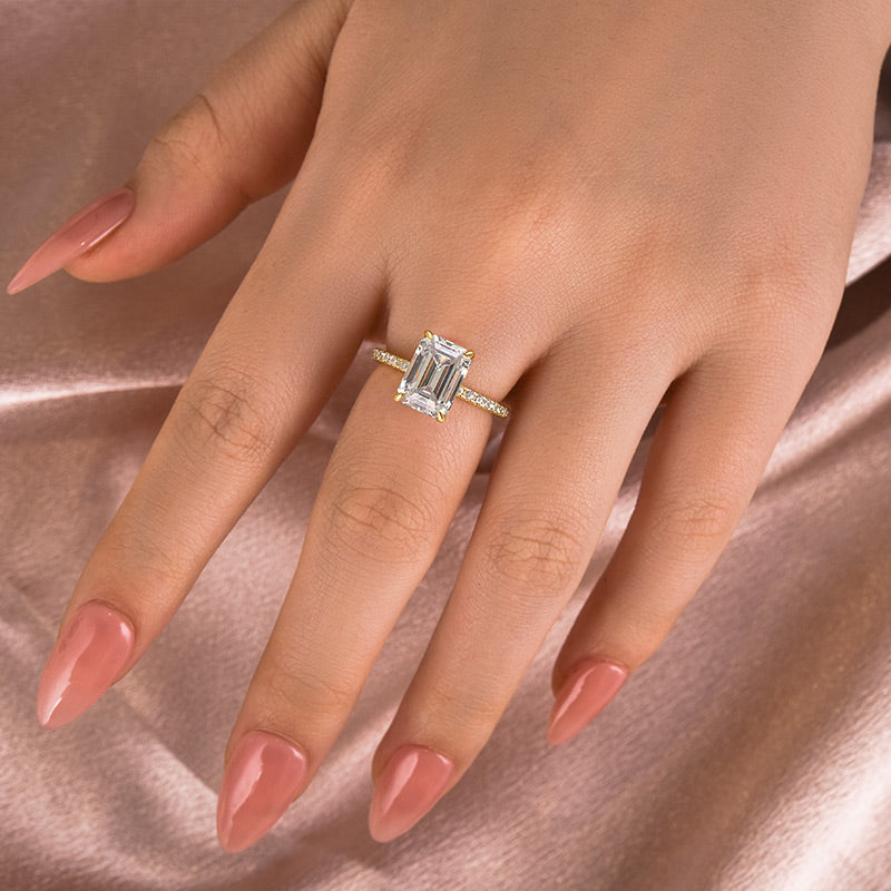 Louily Moissanite 3.5 Carat Emerald Cut Engagement Ring - louilyjewelry