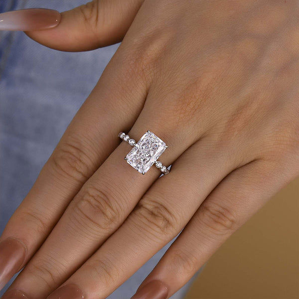 Louily Elegant Crushed Ice Cut Simulated Diamond Engagement Ring