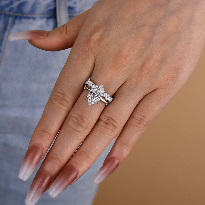 Louily Special 3.0Ct Marquise Cut Wedding Set - louilyjewelry