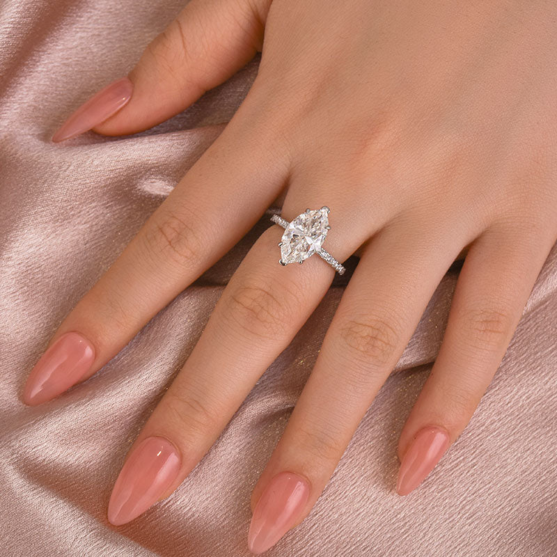 Louily Moissanite 4.0 Ct Marquise Cut Engagement Ring For Women - louilyjewelry