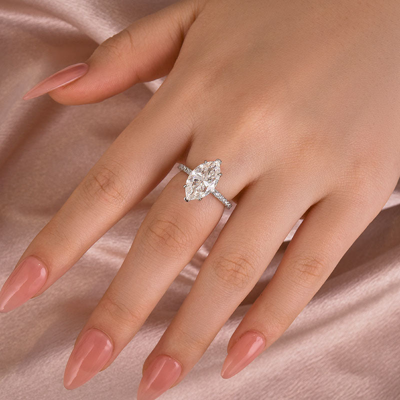 4.0Ct Marquise Cut Half Eternity Engagement Ring In Sterling Silver