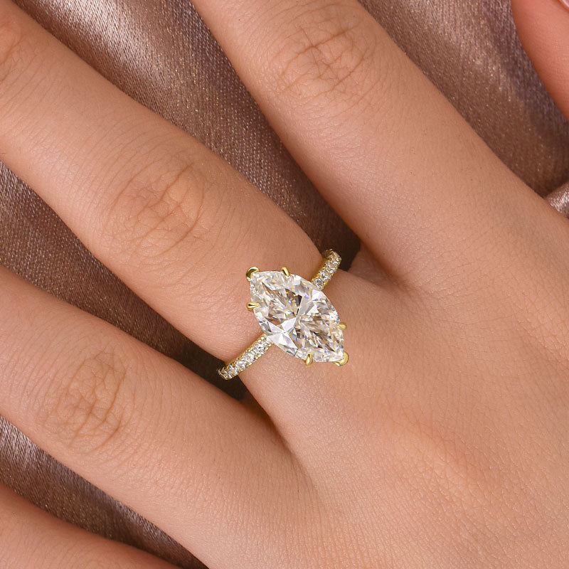 Louily Moissanite 4.0 Ct Marquise Cut Engagement Ring For Women - louilyjewelry
