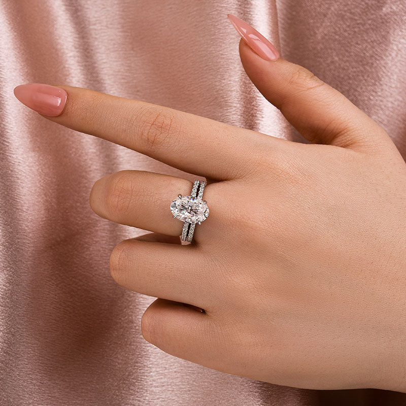 Louily Moissanite 4.0 Ct Oval Cut Wedding Ring Set For Women - louilyjewelry