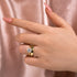 Louily Moissanite 2.0 Carat Round Cut Yellow Gold Wedding Ring Set With Wide Wedding Band - louilyjewelry