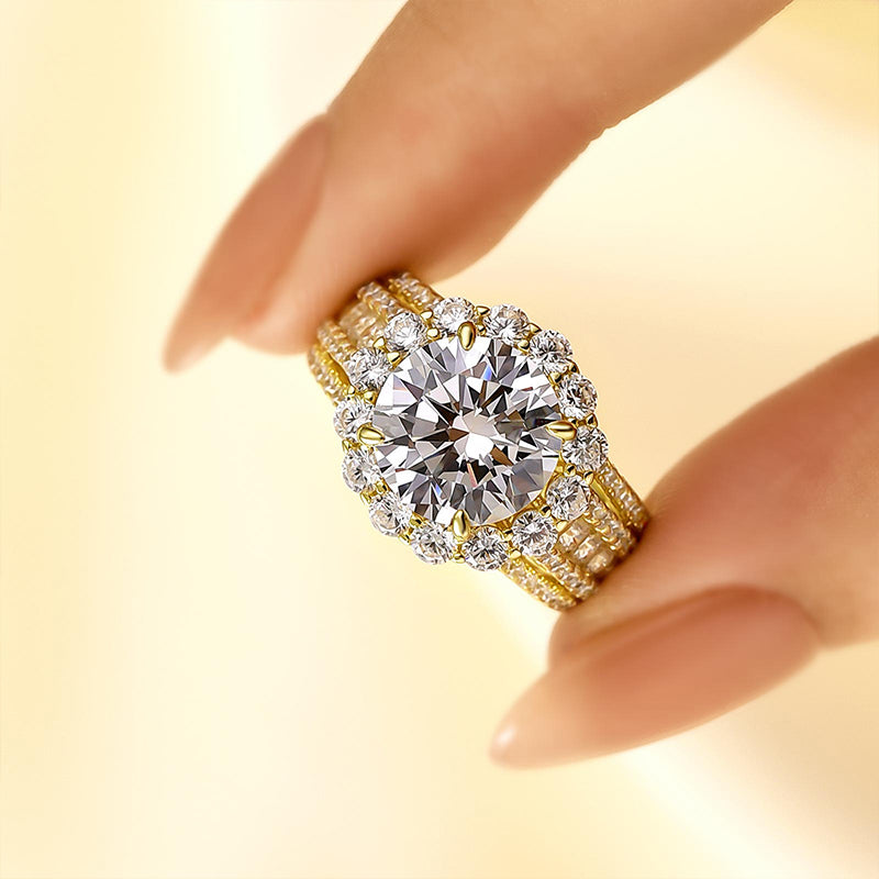 Louily Unique Halo Design Round Cut Engagement Ring In Sterling Silver - louilyjewelry