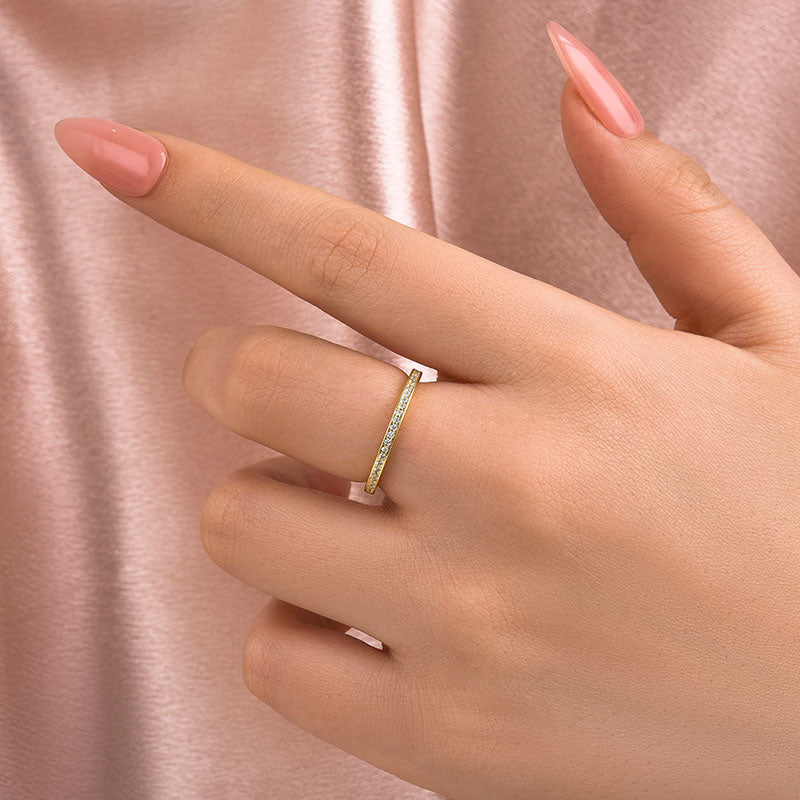 Louily Moissanite Yellow Gold Channel Set Half Wedding Band - louilyjewelry