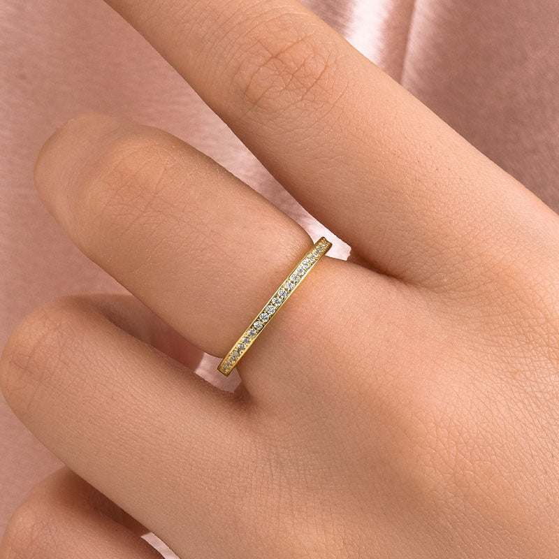 Louily Moissanite Yellow Gold Channel Set Half Wedding Band - louilyjewelry