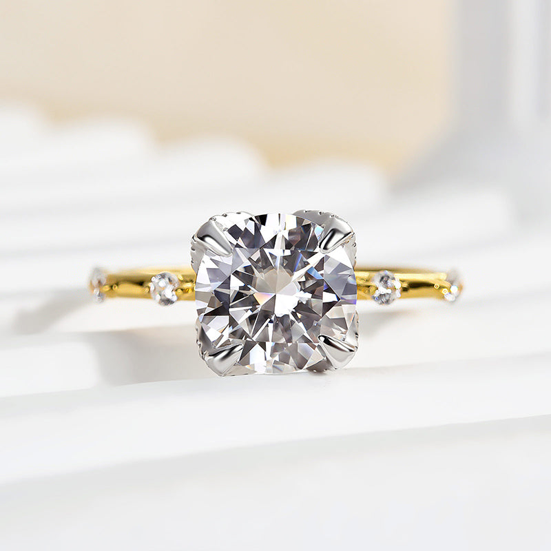 Louily Precious Two-tone Round Cut Engagement Ring - louilyjewelry