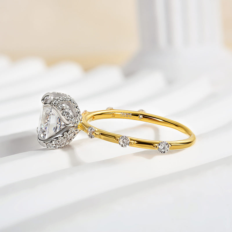 Louily Precious Two-tone Round Cut Engagement Ring - louilyjewelry