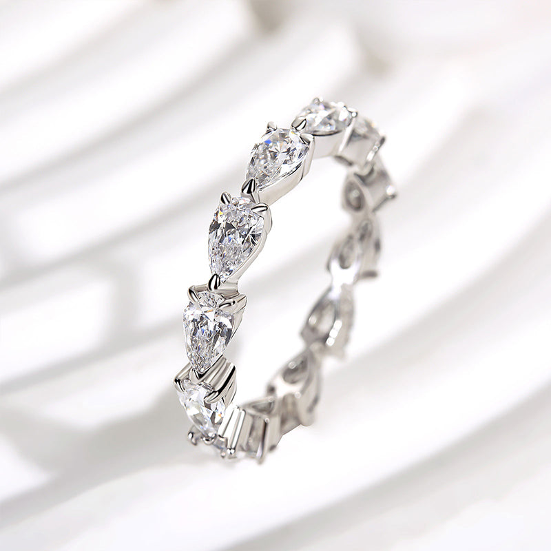 Louily Eternity Pear Cut Wedding Band In Sterling Silver - louilyjewelry