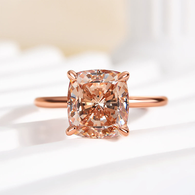 Louily Elegant 3.0 Carat Cushion Cut Champagne Engagement Ring for Women In Sterling Silver - louilyjewelry