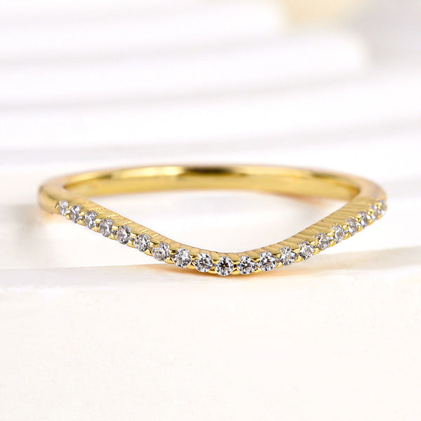 Louily Special Yellow Gold Pave Wedding Band