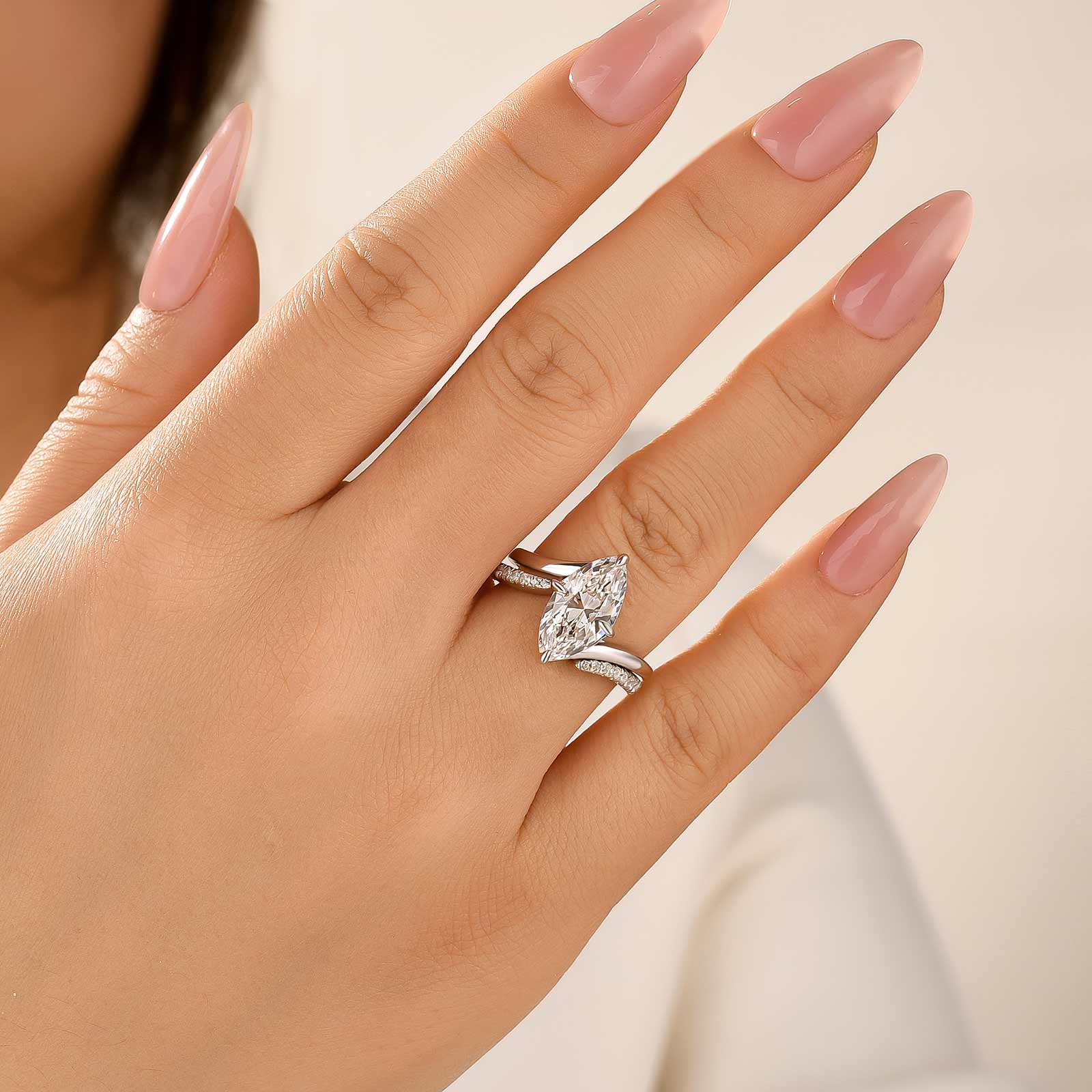 2PC Unique 3.0Ct Marquise Cut Insert Wedding Ring Set For Women In Sterling Silver - louilyjewelry