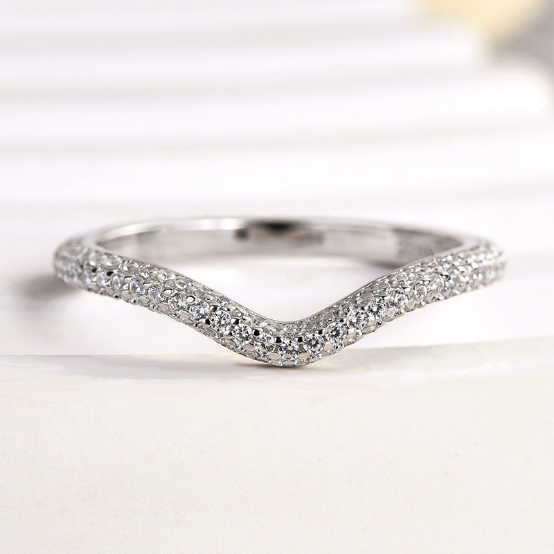 Louily Unique Pave Women's Wedding Band - louilyjewelry