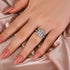 Moissanite 3.0 Ct Round Cut Insert Wedding Ring Set With Jacket Stack Wedding Band - louilyjewelry