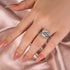 Moissanite 4.0 Ct Round Cut Insert Wedding Ring Set With Jacket Stack Wedding Band - louilyjewelry
