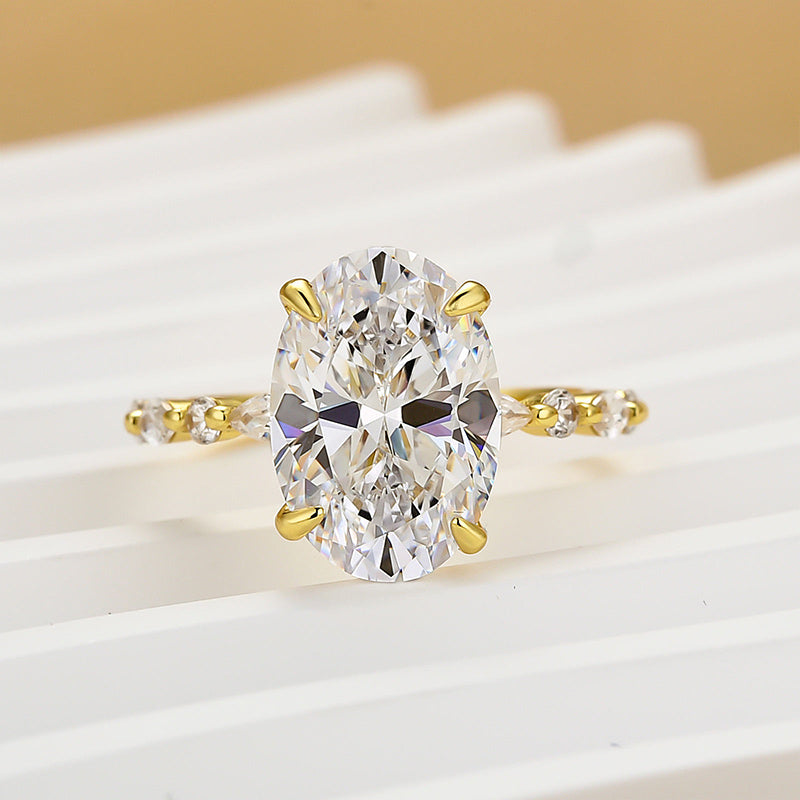 Louily Unique Oval Cut Engagement Ring In Sterling Silver - louilyjewelry