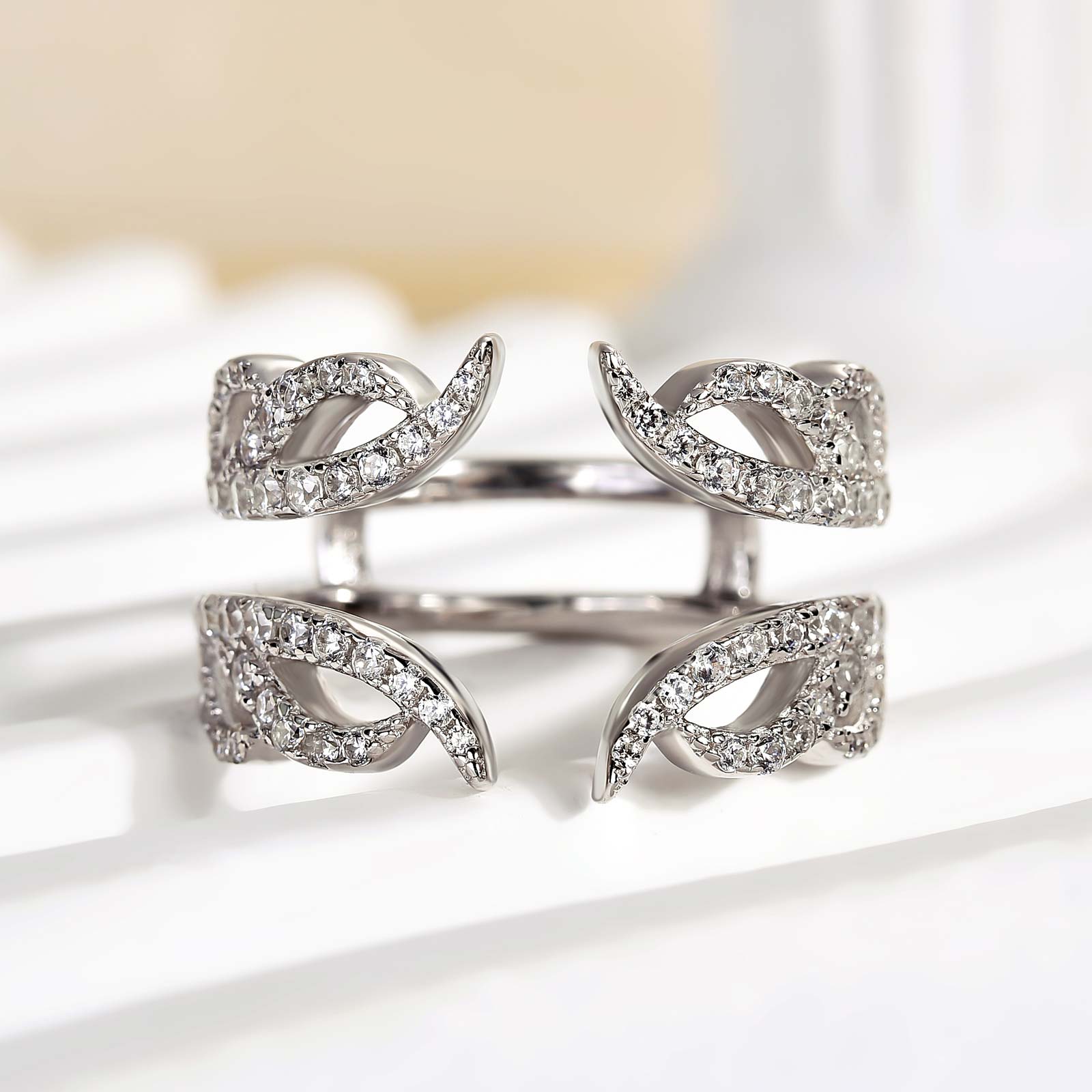 Louily Unique White Gold Open Wedding Band In Sterling Silver - louilyjewelry