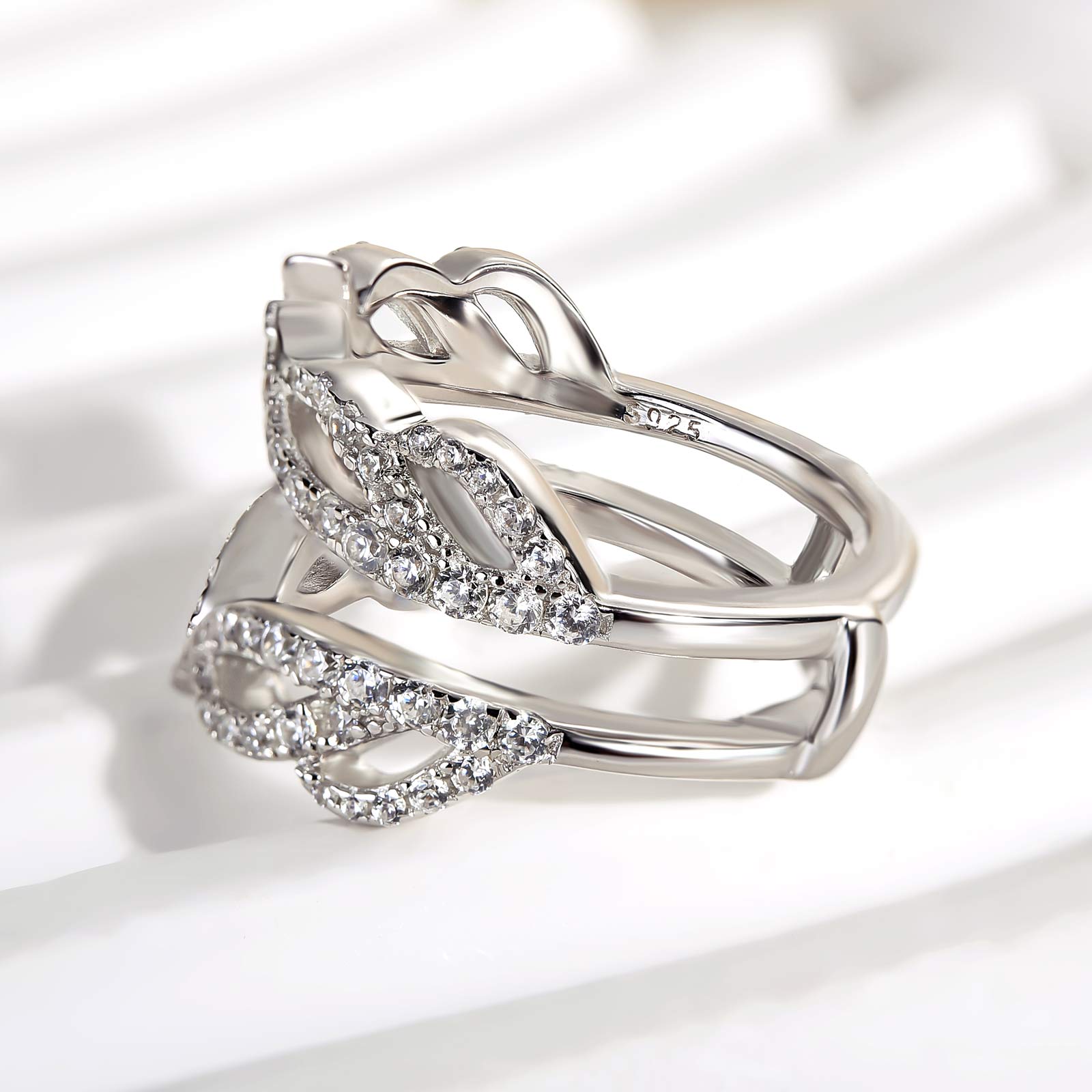 Louily Unique White Gold Open Wedding Band In Sterling Silver - louilyjewelry