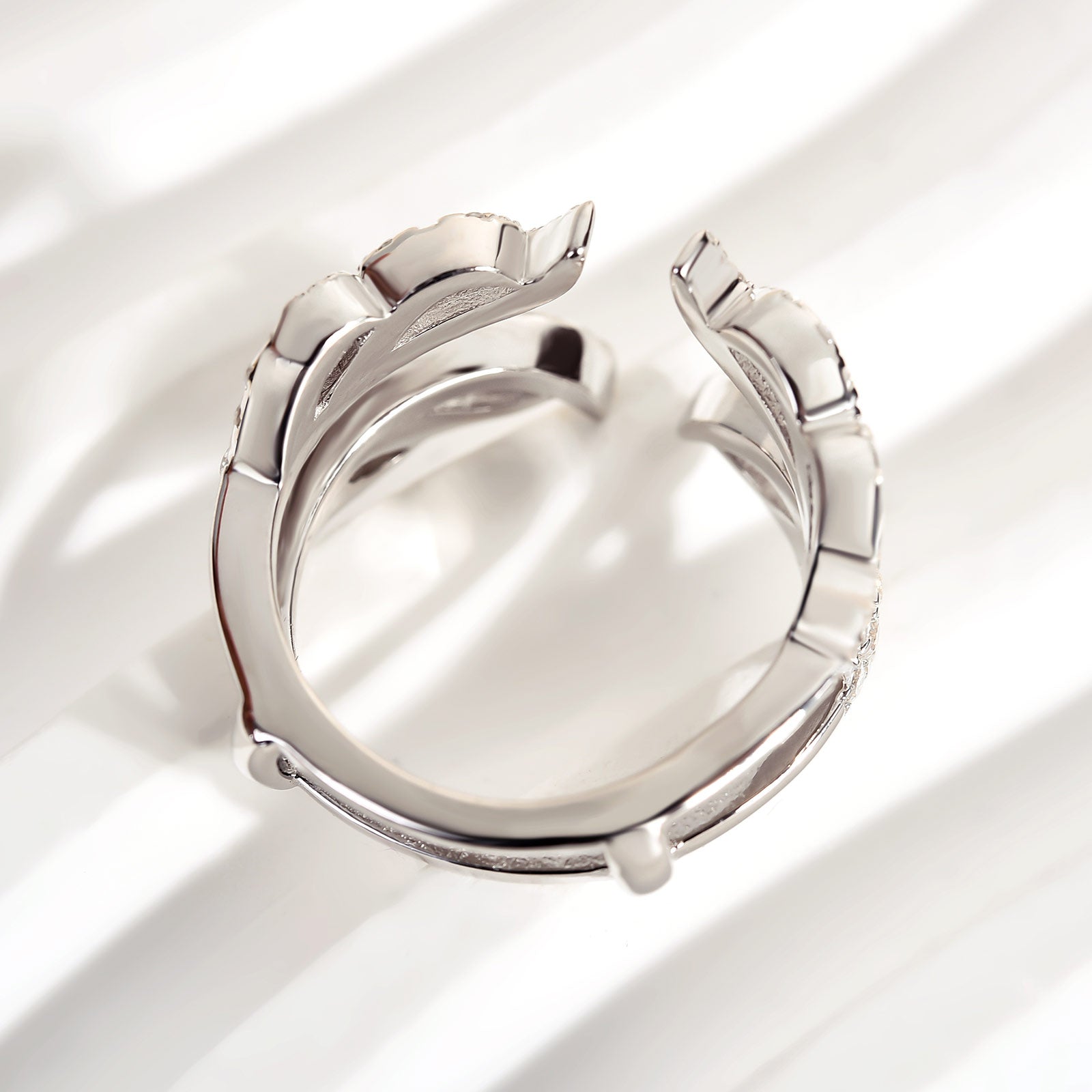 Louily Unique White Gold Open Wedding Band In Sterling Silver - louilyjewelry