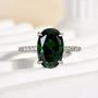 Louily Classic Oval Cut Emerald Green Simulated Diamond Engagement Ring In Sterling Silver - louilyjewelry