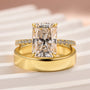 Moissanite 3.5 Ct Radiant Cut Yellow Gold Wedding Ring Set with Wide Wedding Band - louilyjewelry