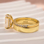 Moissanite 3.5 Ct Radiant Cut Yellow Gold Wedding Ring Set with Wide Wedding Band - louilyjewelry
