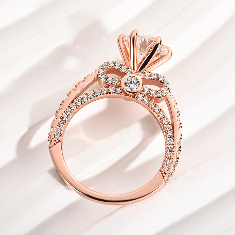 Louily Moissanite Bow Base Design 2.0 Carat Engagement Ring - louilyjewelry