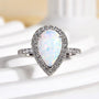 Louily Opal Stone Pear Cut Engagement Ring In Sterling Silver - louilyjewelry