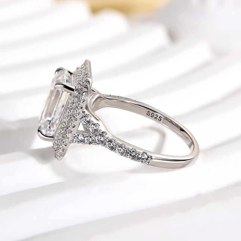 Louily Classic Split Shank Halo Radiant Cut Engagement Ring - louilyjewelry