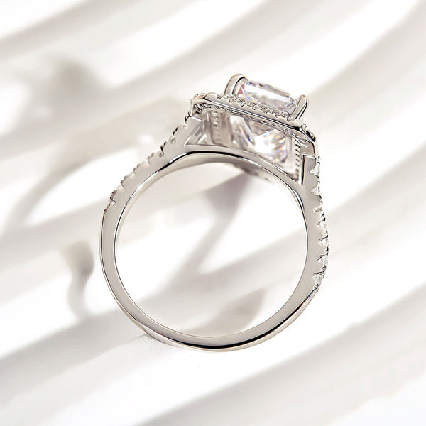 Louily Classic Split Shank Halo Radiant Cut Engagement Ring