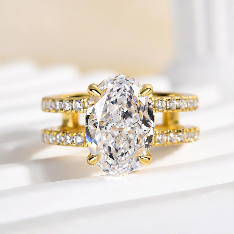 Louily Special Oval Cut Split Shank DesigncEngagement Ring - louilyjewelry