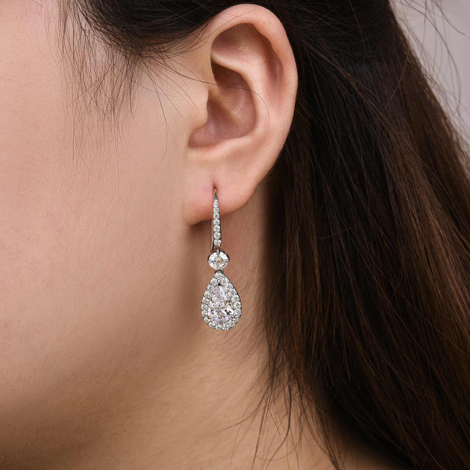 Louily Elegant Pear Cut Women's Dangle Earrings In Sterling Silver - louilyjewelry