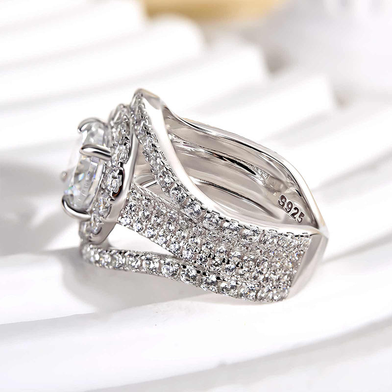 Louily Timeless Split Shank Halo Round Cut Engagement Ring - louilyjewelry