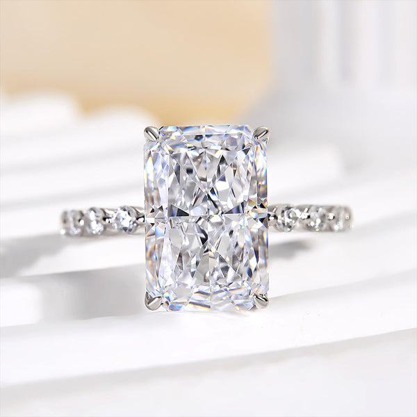 Louily Elegant Crushed Ice Cut Simulated Diamond Engagement Ring