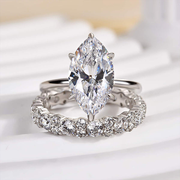Louily Exclusive Oval Cut Simulated Diamond 3PC Bridal Ring Set In Sterling Silver