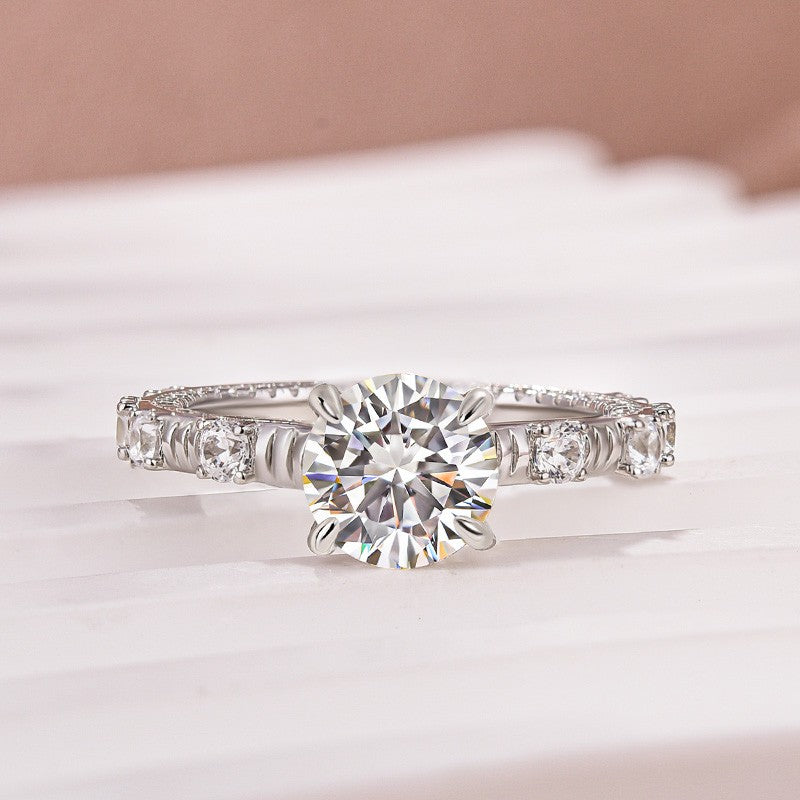 Moissanite 1.2 Ct Round Cut White Gold Engagement Ring - louilyjewelry