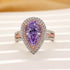 Louily Luxurious Double Halo Pear Cut Aquamarine Blue/Purple Engagement Ring In Sterling Silver - louilyjewelry