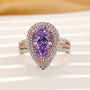 Louily Luxurious Double Halo Pear Cut Aquamarine Blue/Purple Engagement Ring In Sterling Silver - louilyjewelry