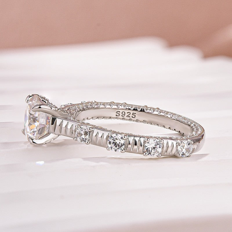 Moissanite 1.2 Ct Round Cut White Gold Engagement Ring - louilyjewelry