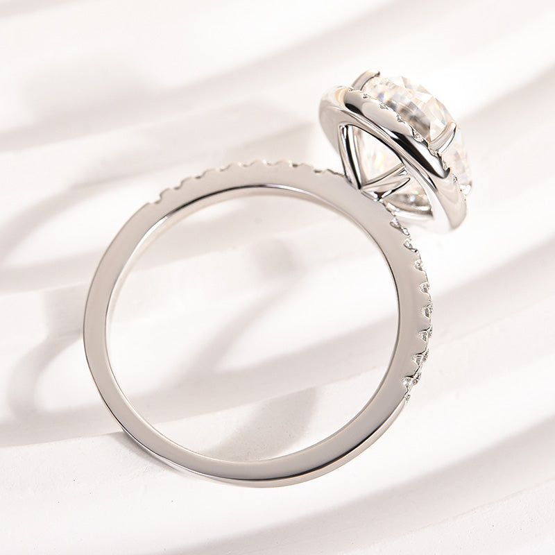 Louily Moissanite 4.5 Carat Halo Oval Cut Engagement Ring - louilyjewelry