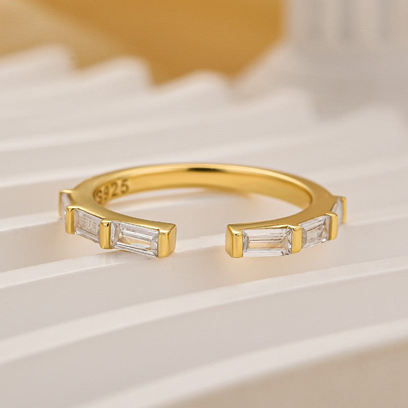 1.2Ct Open Emerald Cut Half Wedding Band In Sterling Silver