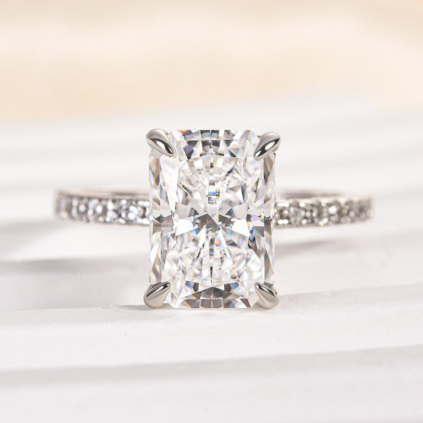 Louily Moissanite Radiant Cut Engagement Ring